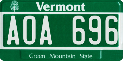 VT license plate AOA696
