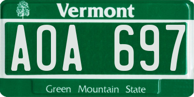 VT license plate AOA697