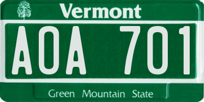 VT license plate AOA701
