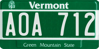 VT license plate AOA712