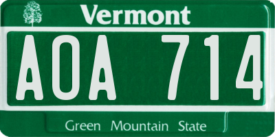 VT license plate AOA714