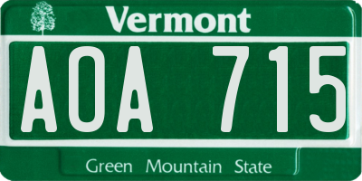VT license plate AOA715