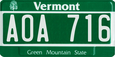 VT license plate AOA716