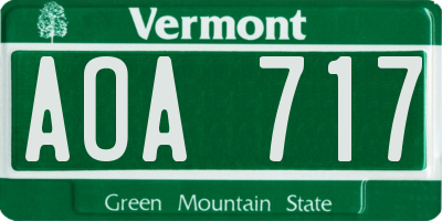 VT license plate AOA717