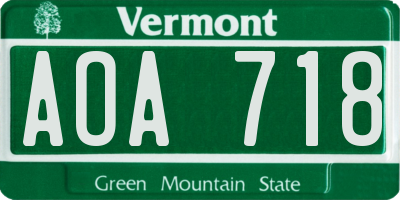 VT license plate AOA718