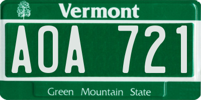 VT license plate AOA721