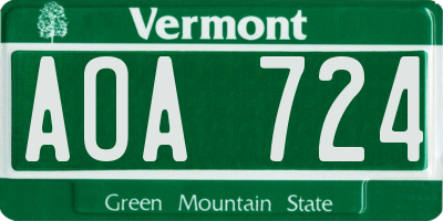 VT license plate AOA724