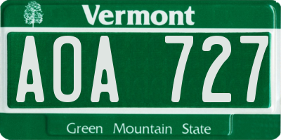 VT license plate AOA727