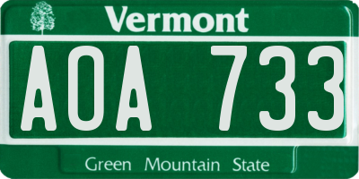 VT license plate AOA733