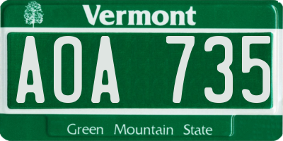 VT license plate AOA735
