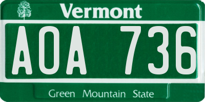 VT license plate AOA736