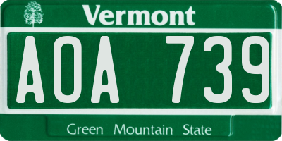 VT license plate AOA739
