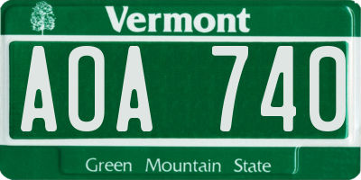VT license plate AOA740
