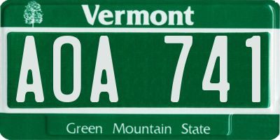 VT license plate AOA741
