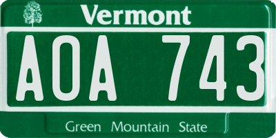 VT license plate AOA743