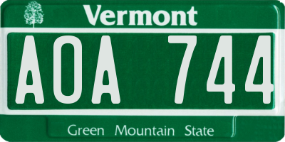 VT license plate AOA744