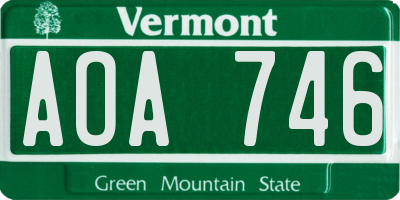 VT license plate AOA746