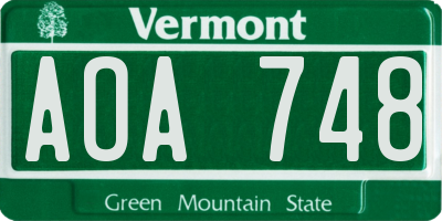 VT license plate AOA748