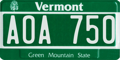 VT license plate AOA750