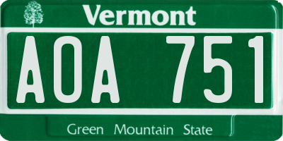 VT license plate AOA751