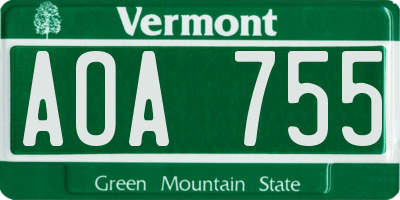 VT license plate AOA755