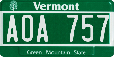 VT license plate AOA757