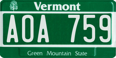 VT license plate AOA759