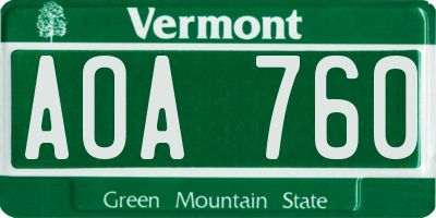 VT license plate AOA760