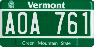 VT license plate AOA761