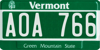 VT license plate AOA766