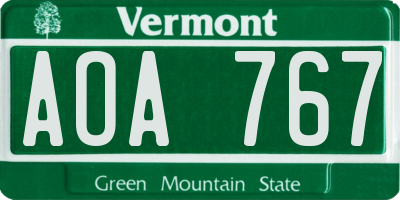 VT license plate AOA767