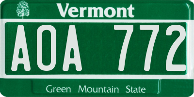 VT license plate AOA772