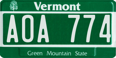 VT license plate AOA774