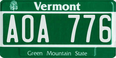 VT license plate AOA776