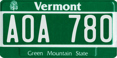 VT license plate AOA780