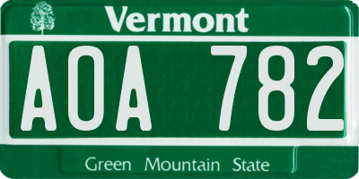 VT license plate AOA782