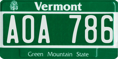VT license plate AOA786