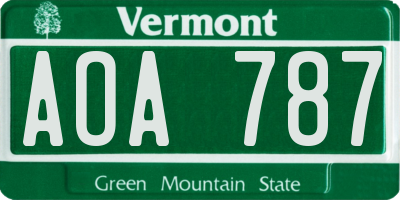 VT license plate AOA787