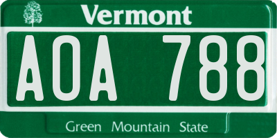VT license plate AOA788