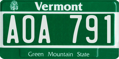 VT license plate AOA791