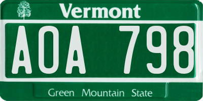 VT license plate AOA798