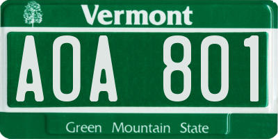 VT license plate AOA801