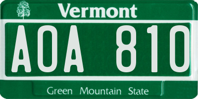 VT license plate AOA810