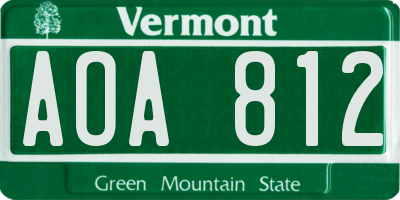 VT license plate AOA812