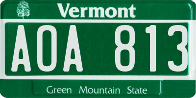 VT license plate AOA813
