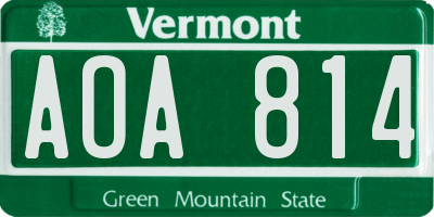 VT license plate AOA814