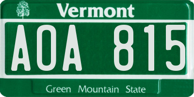 VT license plate AOA815