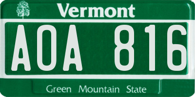 VT license plate AOA816