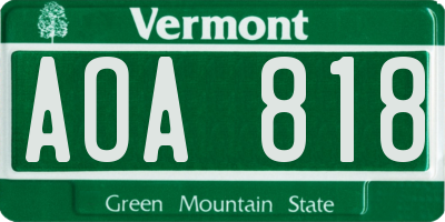 VT license plate AOA818