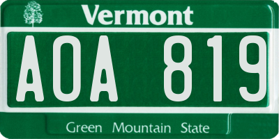 VT license plate AOA819